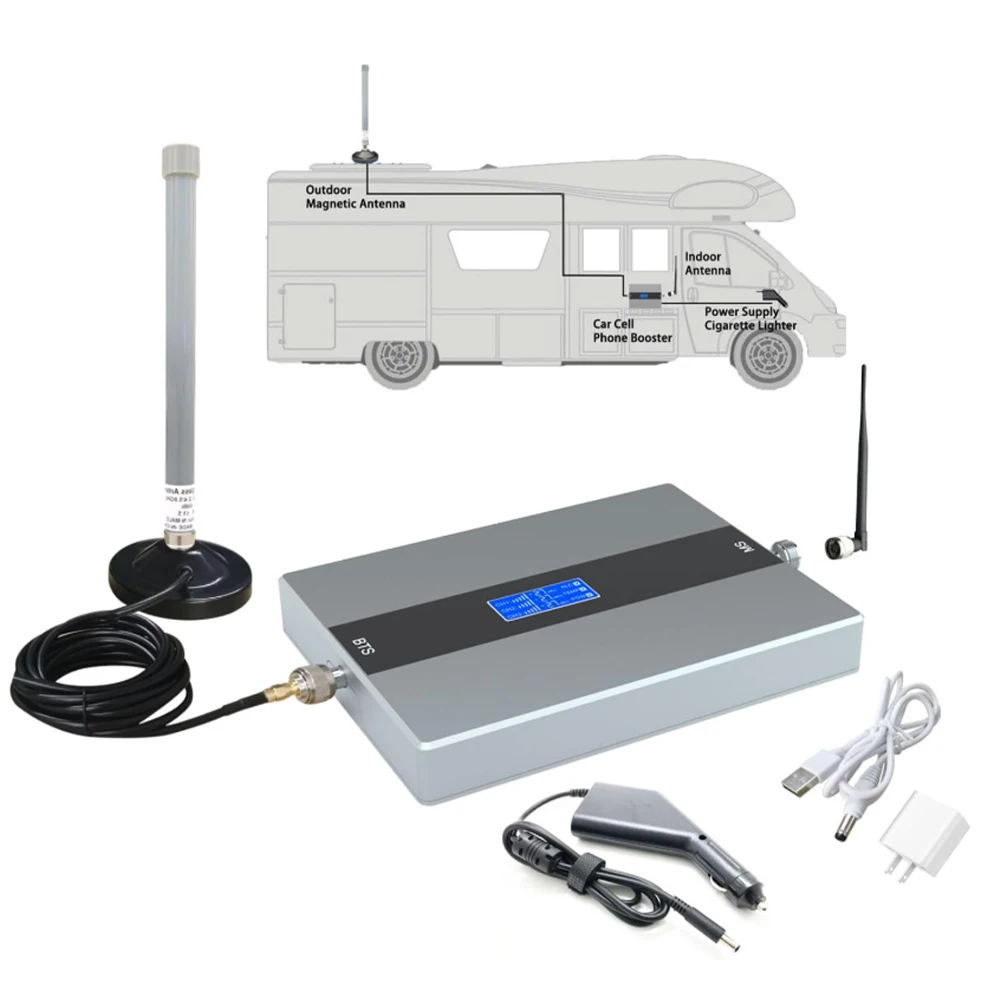 Drive OTR Car Cell Phone Boosters/Amplifier Kits for Boost RV,Vehicle Cell Mobile Signal Service with Outdoor Magnetic Antenna