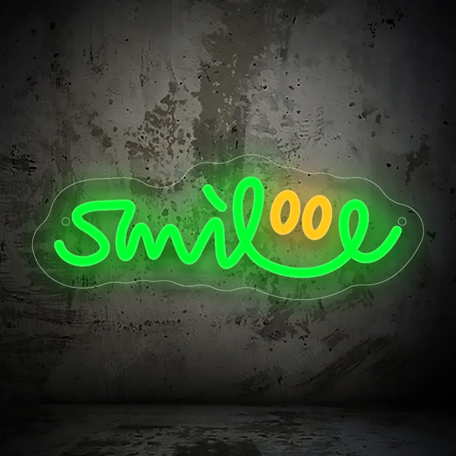 smiloo-カリグラフィー風ネオンサイン、緑と黄色のledウォールアート、アクリル製、usb電源、調光機能付き、家庭用、バー、パーティーの装飾に。