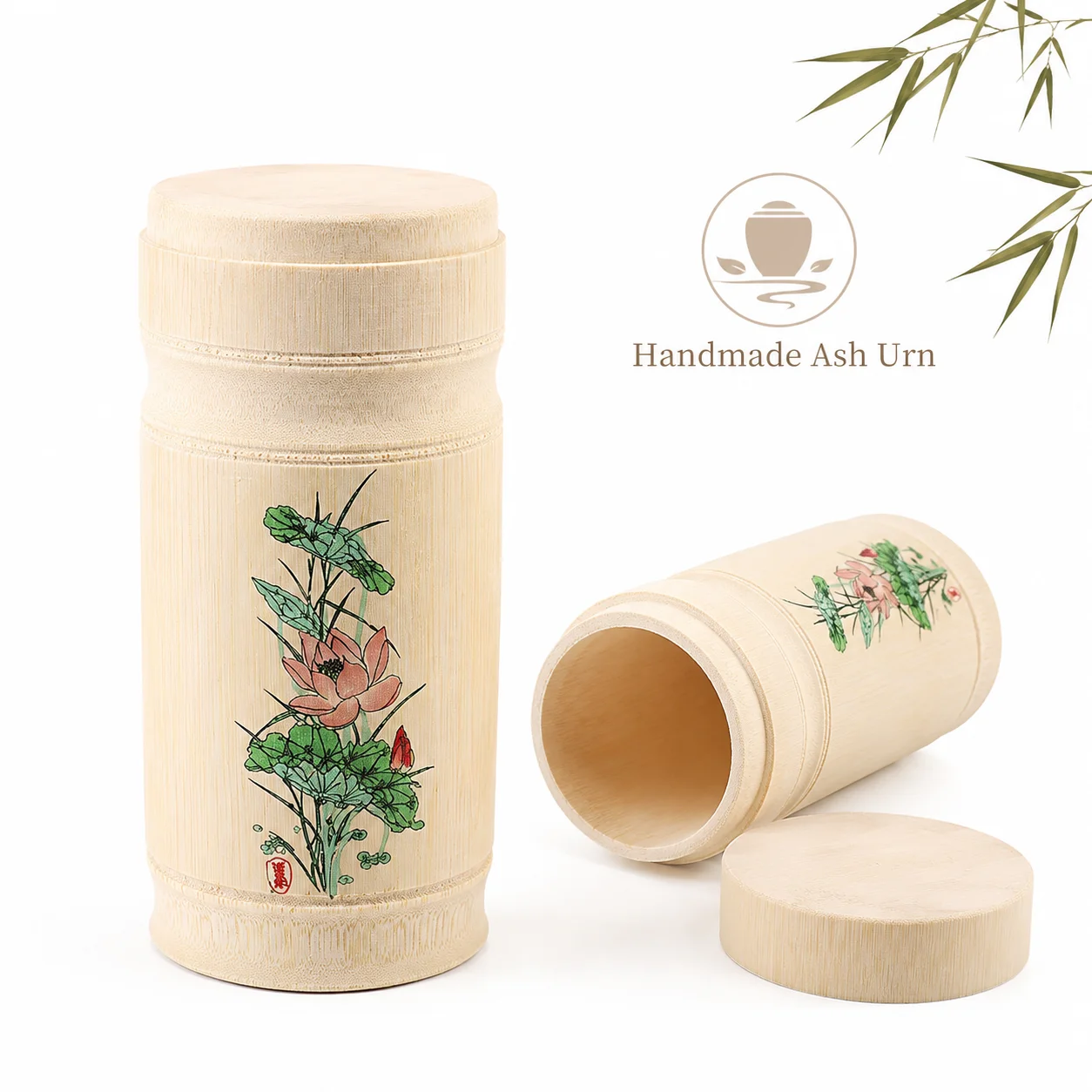 G76 Handmade Bamboo Pet Ashes Urn Eco Friendly Memorial Keepsake Box for Dog Cat Owners Pet Lovers Animal Remembrance