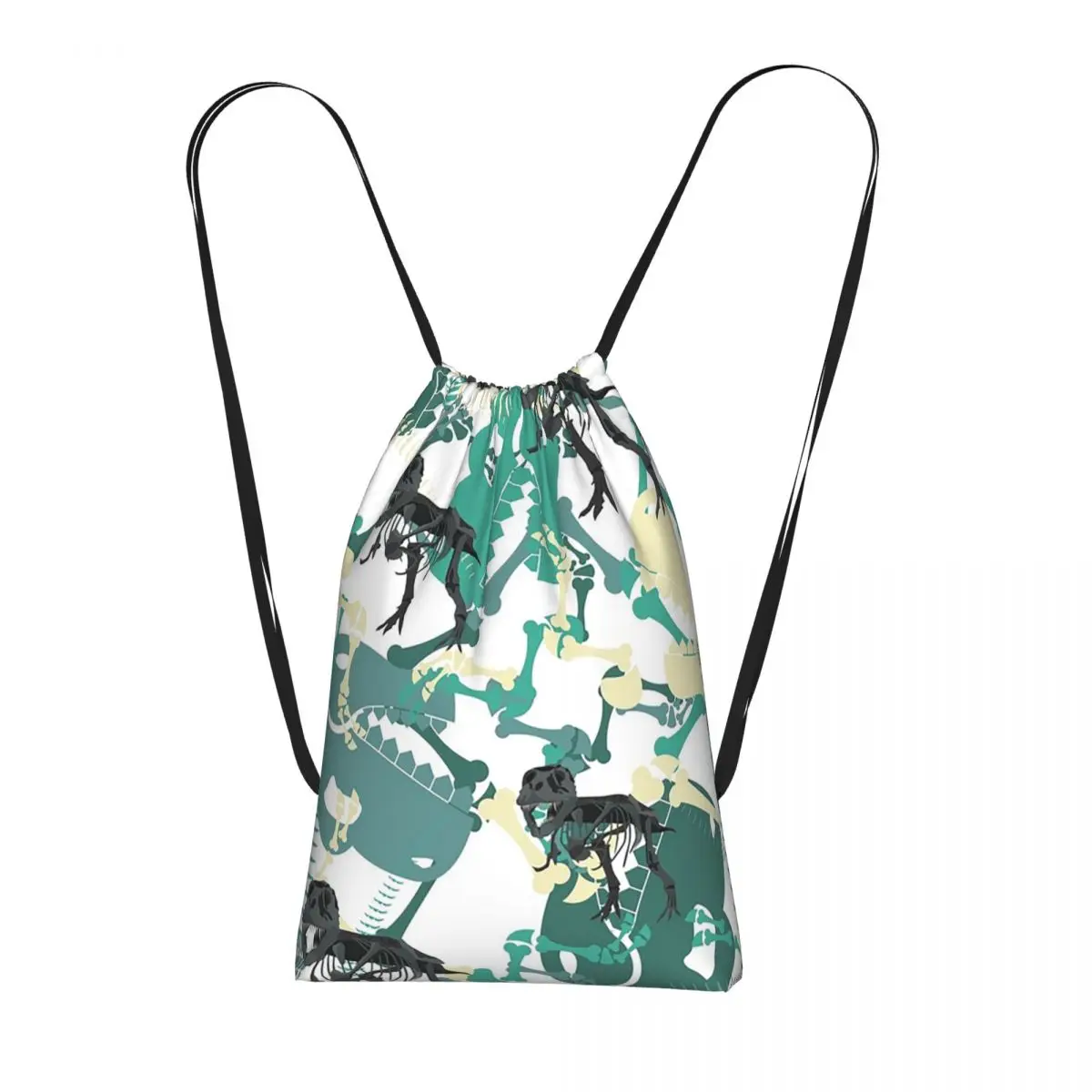 

Рюкзаки с зеленым узором в виде окаменелостей динозавров, портативные спортивные сумки на шнурке с карманами, сумки для книг для путешествий и студентов