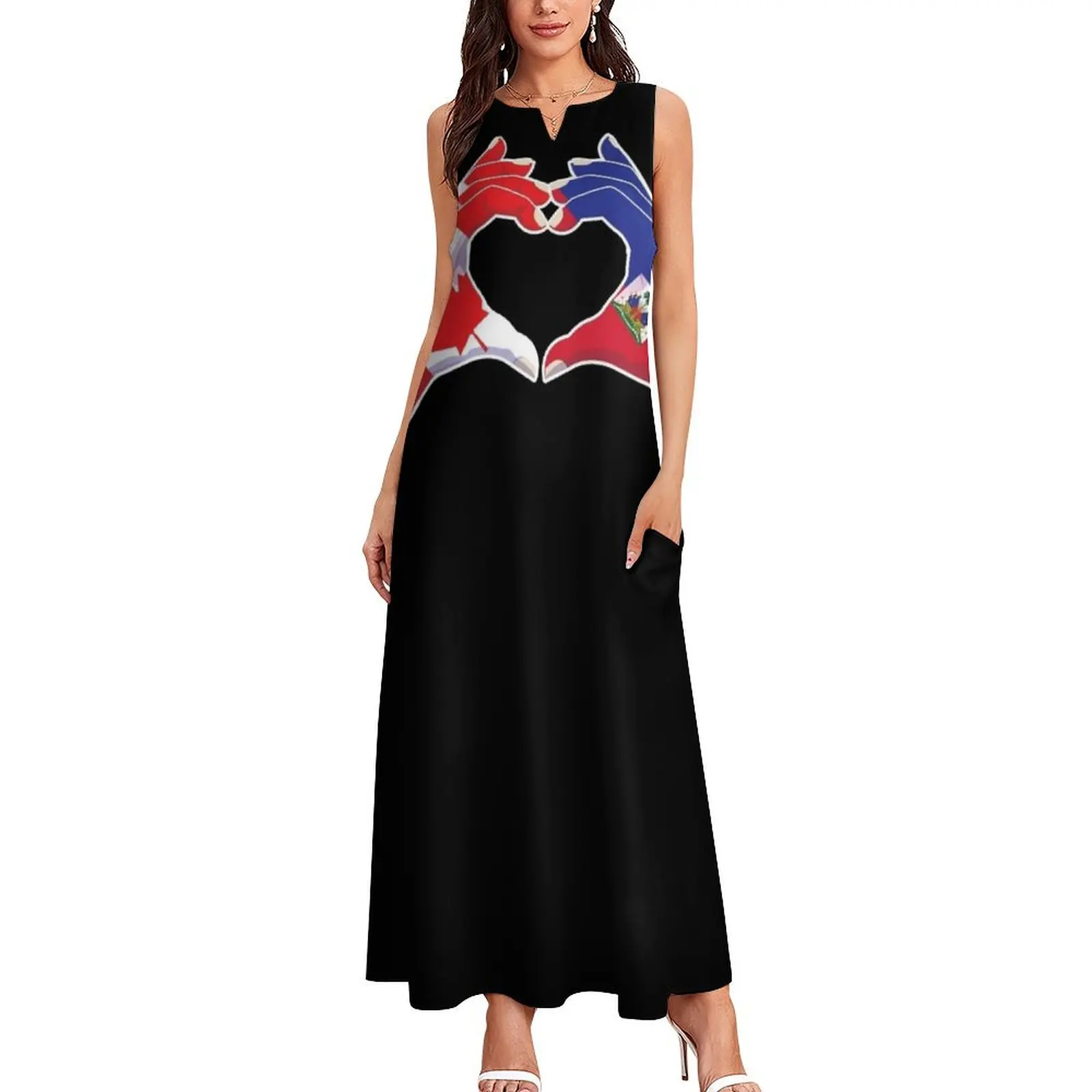 Haiti Haitian Canadian Canada Love Heart Peace Long Dress dresses for womens ceremony dresses