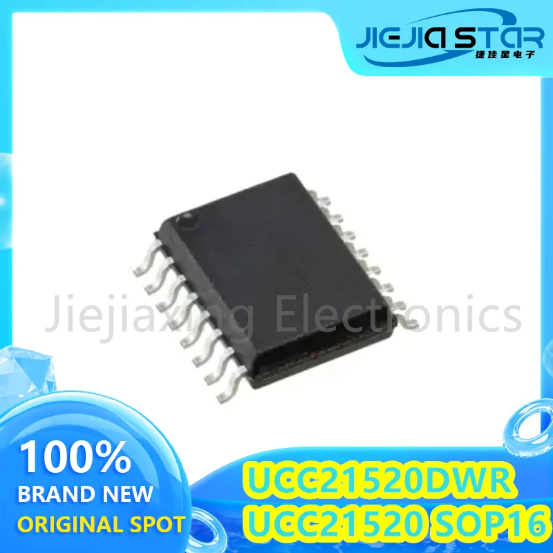 Gate Driver Isolator IC Chip, 100% Brand New, Original, Free Shipping, Electronics, UCC21520DWR, UCC21520, SOP16, 3 ~ 10Pcs