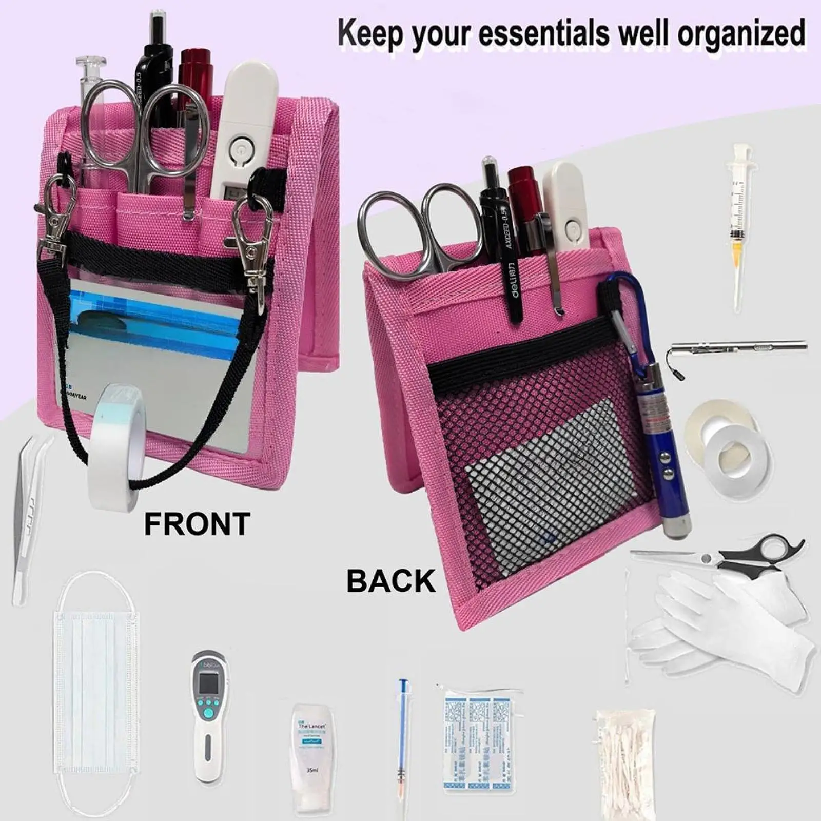 منظم حقيبة الممرضات الطبية للمدليين والأطباء البيطريين ومساعد الطبيب باللون الأزرق اللامع