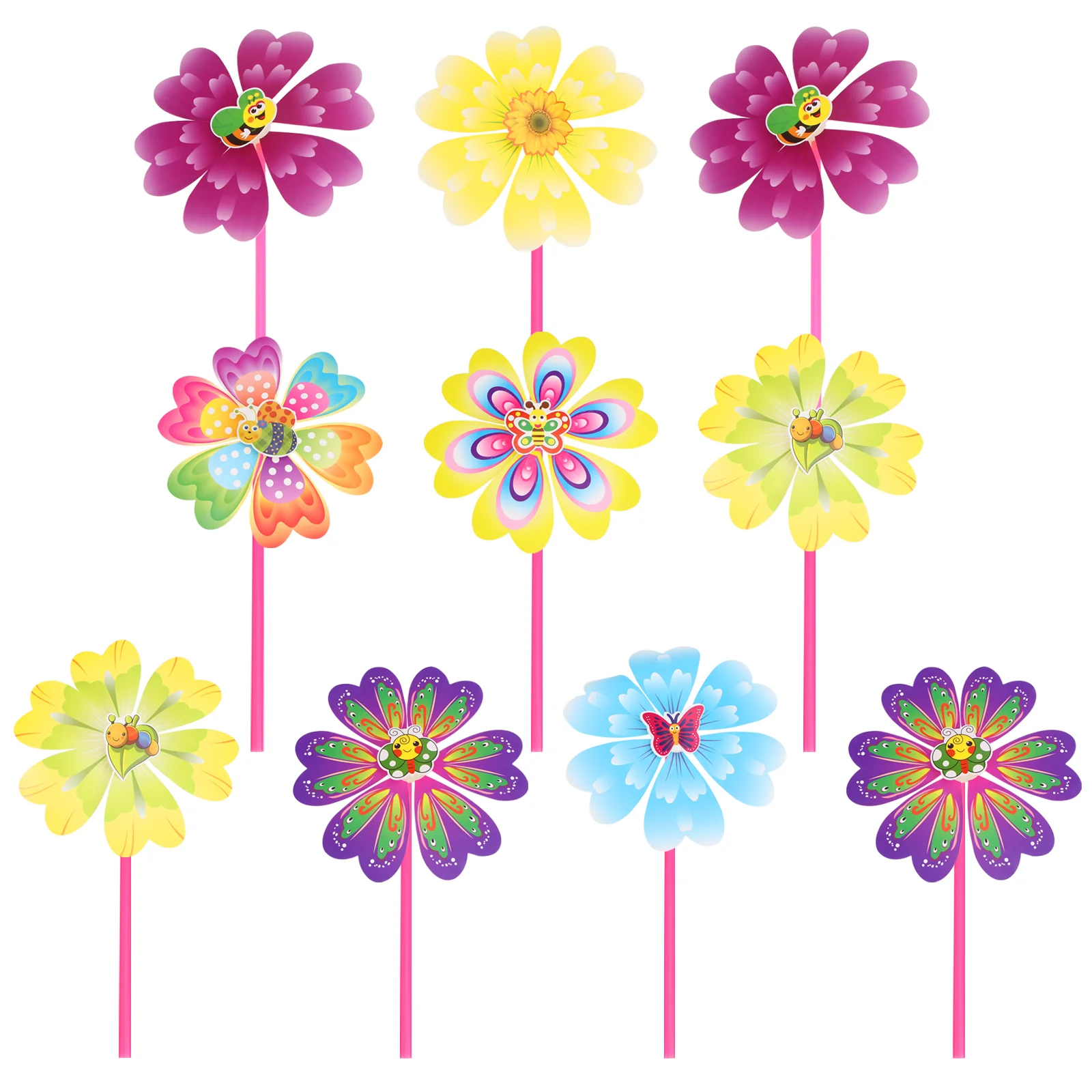 10 Pcs Plastic Pinwheels Stylish Windmill Decor Outdoor Toys Yard Child Beautiful Practical Garden Affordable Price