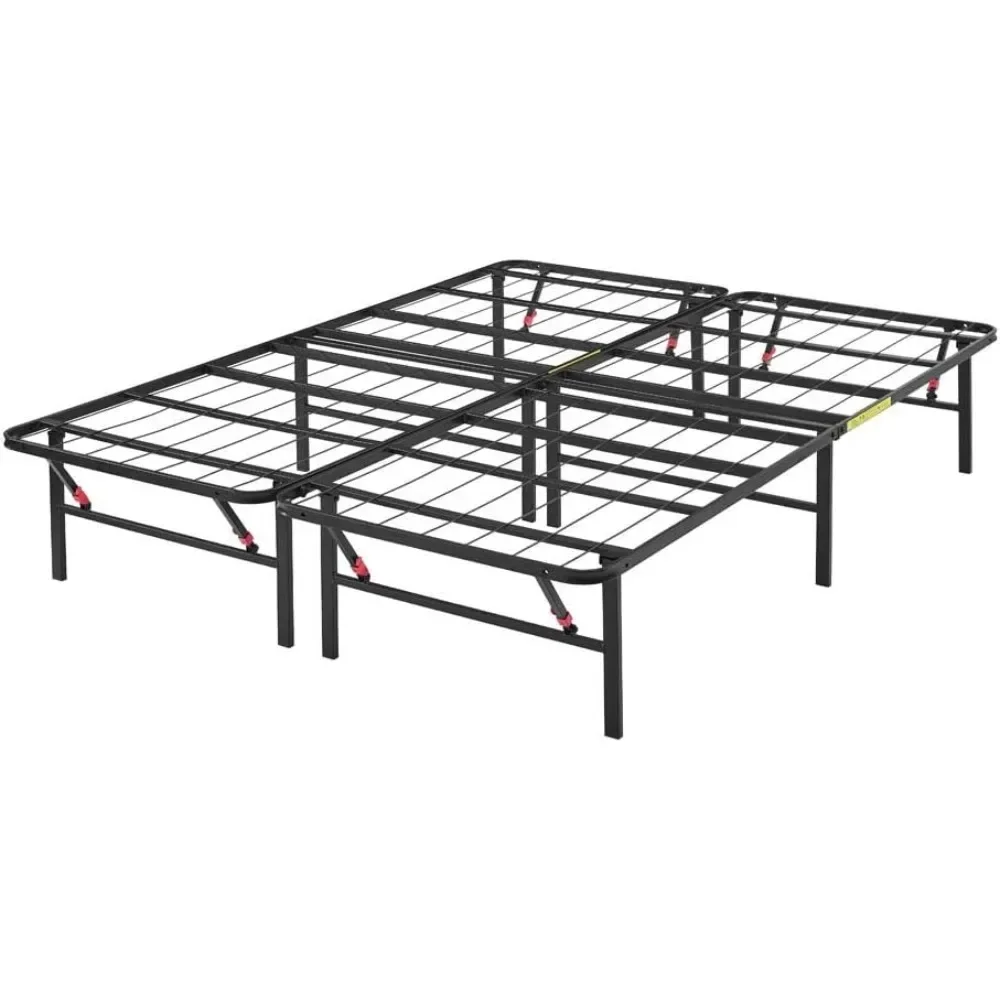 Basics Foldable Metal Platform Bed Frame with Tool Free Setup, 14 Inches High, Sturdy Steel Frame, No Box Spring Needed, Queen