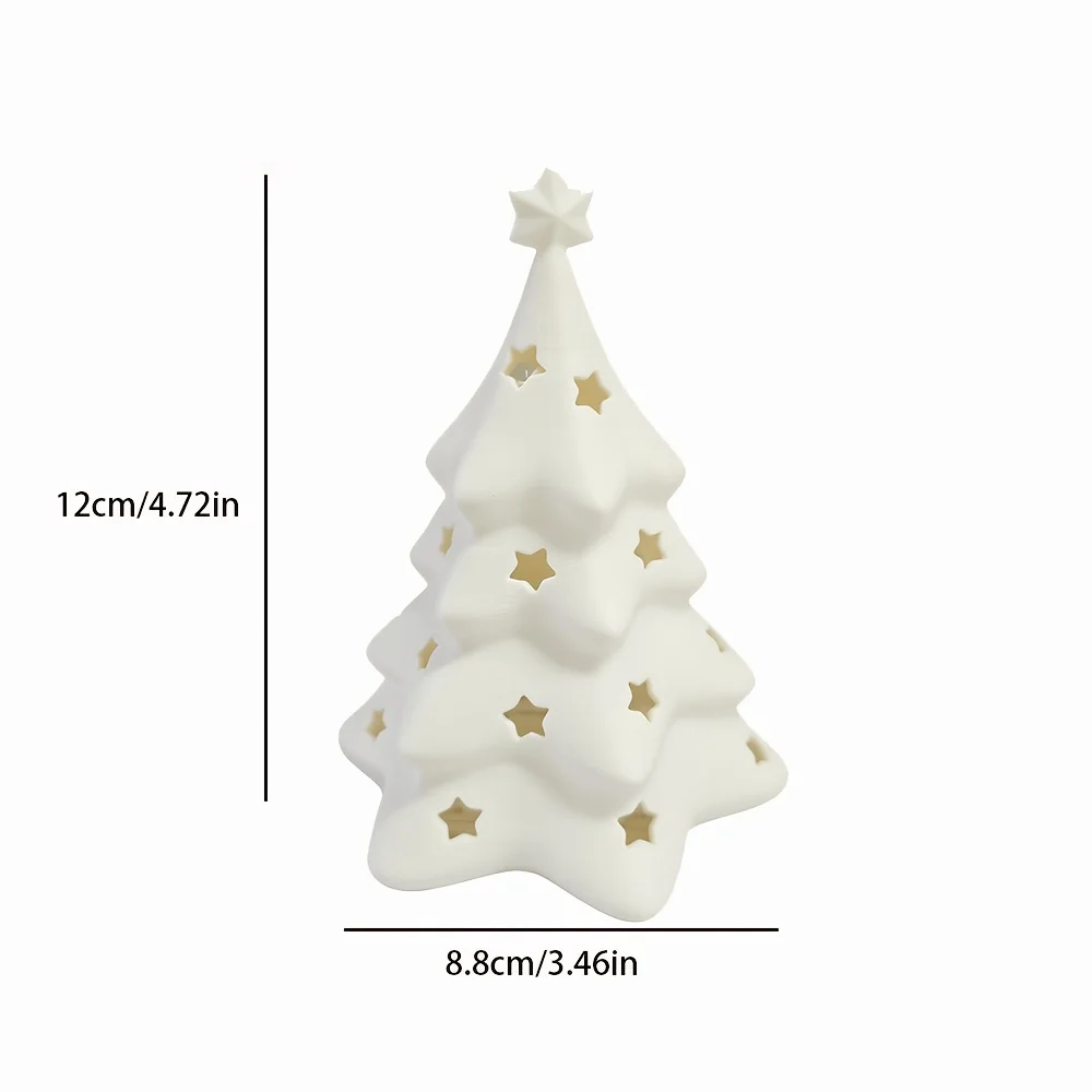 Christmas Tree-Shaped Lampshade, Small Night Light Lampshade, Holiday Decoration, Star Hollow-Out Atmosphere Lampshade, Simple 3D Printed Christmas Tree Lampshade, Creative Bedroom Desktop Ornament