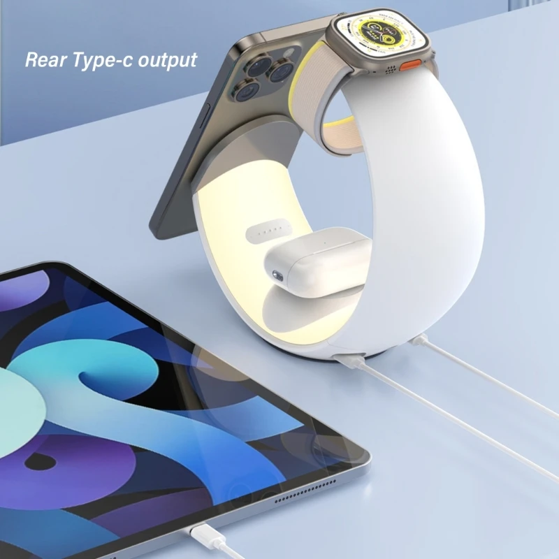 Innovative Multifunction Magnetic Charging Station with Integrated Night Lamp 360 Degree Rotatable, Case Friendly Design