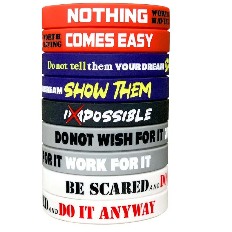 Motivationsarmbänder für Männer, Frauen & Jugendliche, Silikonarmbänder mit inspirierenden Zitaten, Unisex-Geschenke für Erwachsene und Jungen
