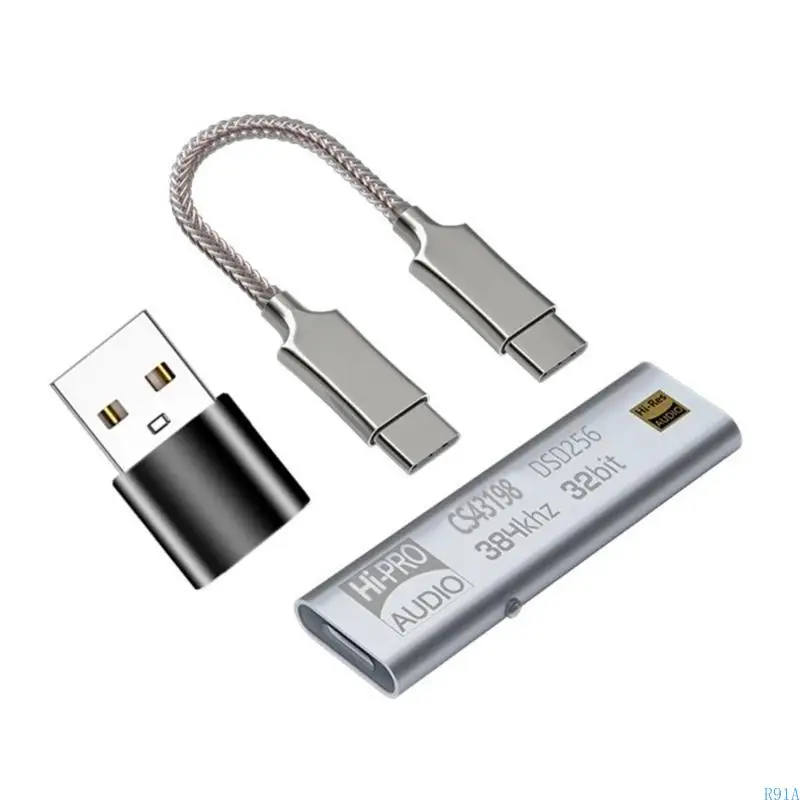 R91A Усиление для наушников USB C до 3,5 мм адаптер портативный ключ 384 кГц