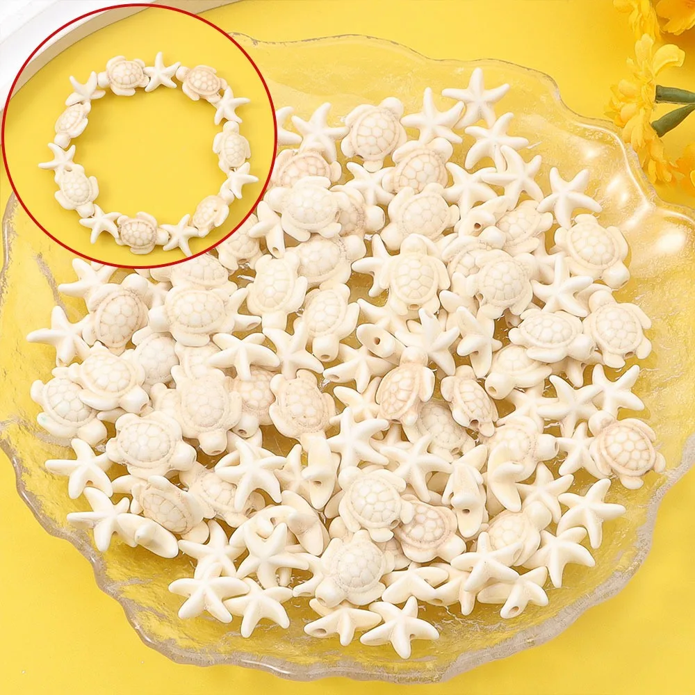7/19/48 Uds. Cuentas decorativas en forma de estrella de mar de tortuga turquesa Artificial multicolor, utilizadas para accesorios de mochila de joyería DIY