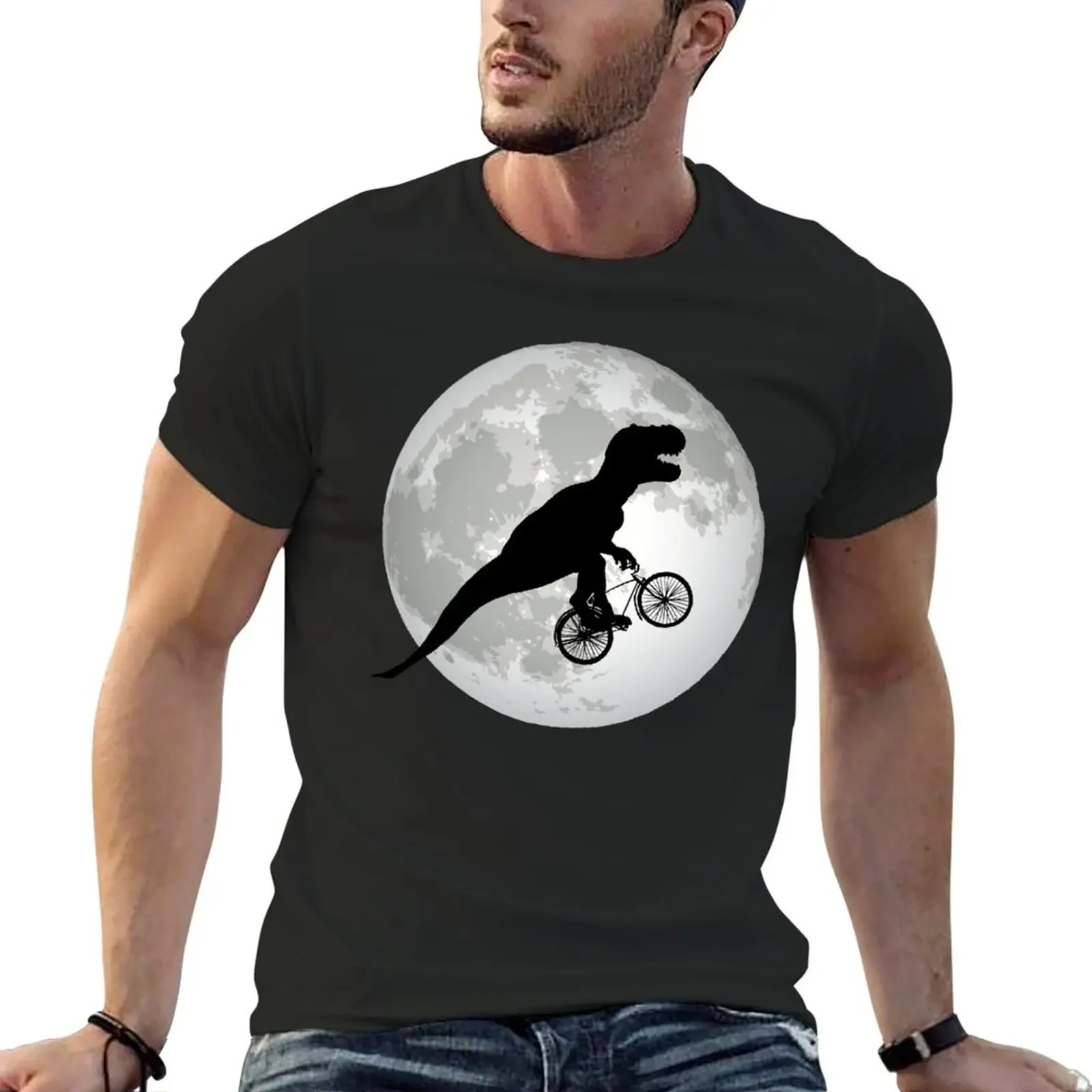 

Dinosaurs On The Moon T-Shirt quick drying graphic tee shirt korean fashion custom shirt mens shirts graphic tee