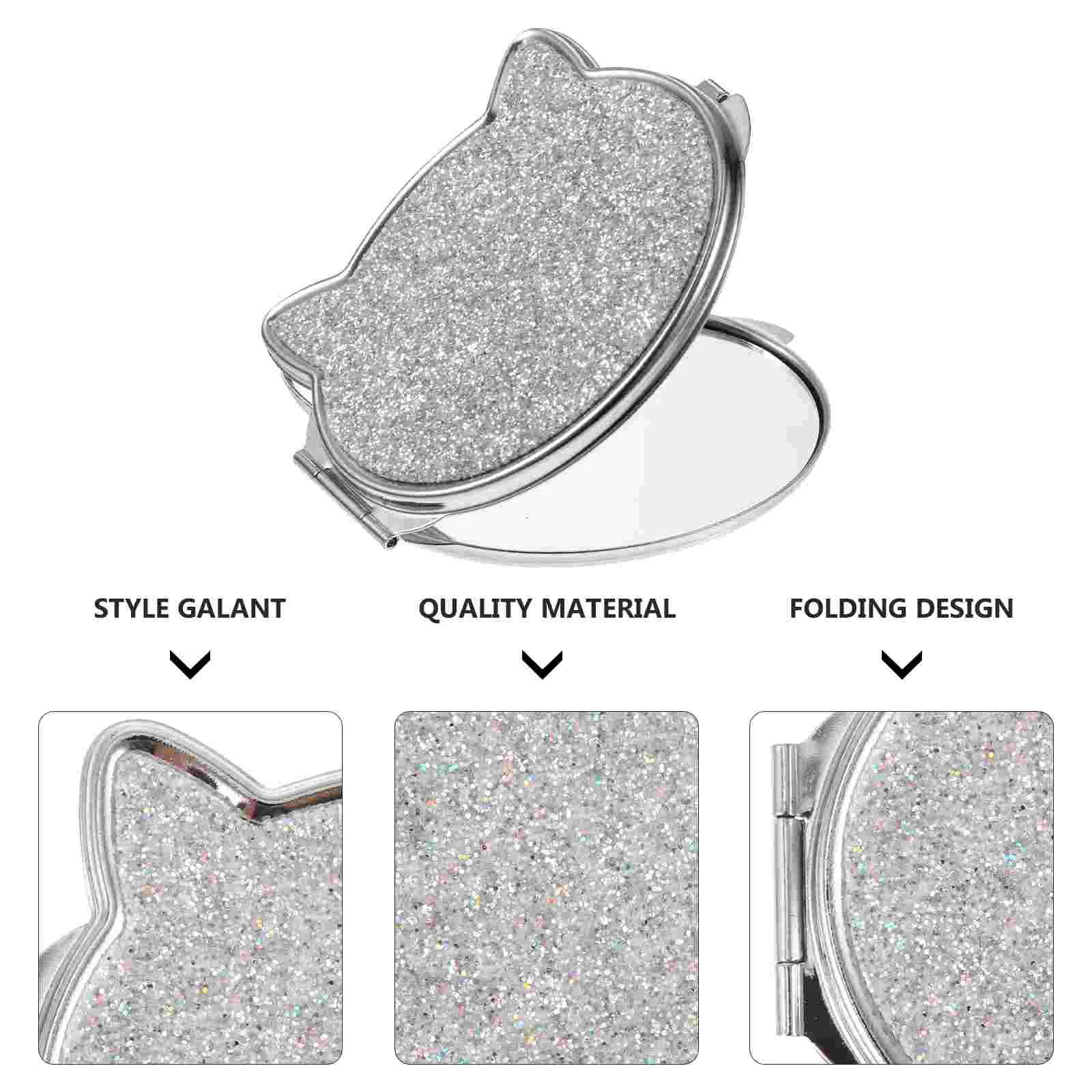 Folding Vanity Mirror Purse for Travel Metallic Purses Women Make up Cute Wallet Carry