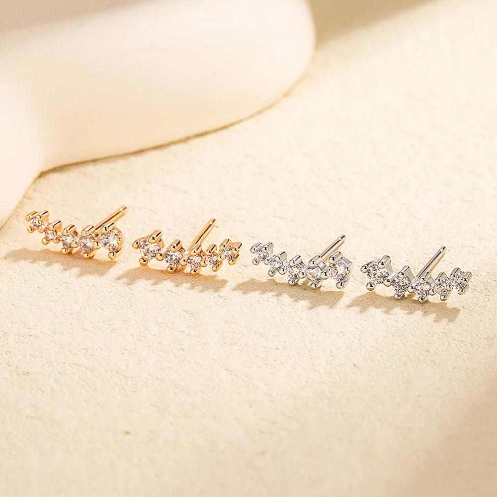 

925 Sterling Silver Arrange Zircon Piercing Woman Luxury Earrings High Quality Vintage Jewelry Wholesale Prevent Allergies