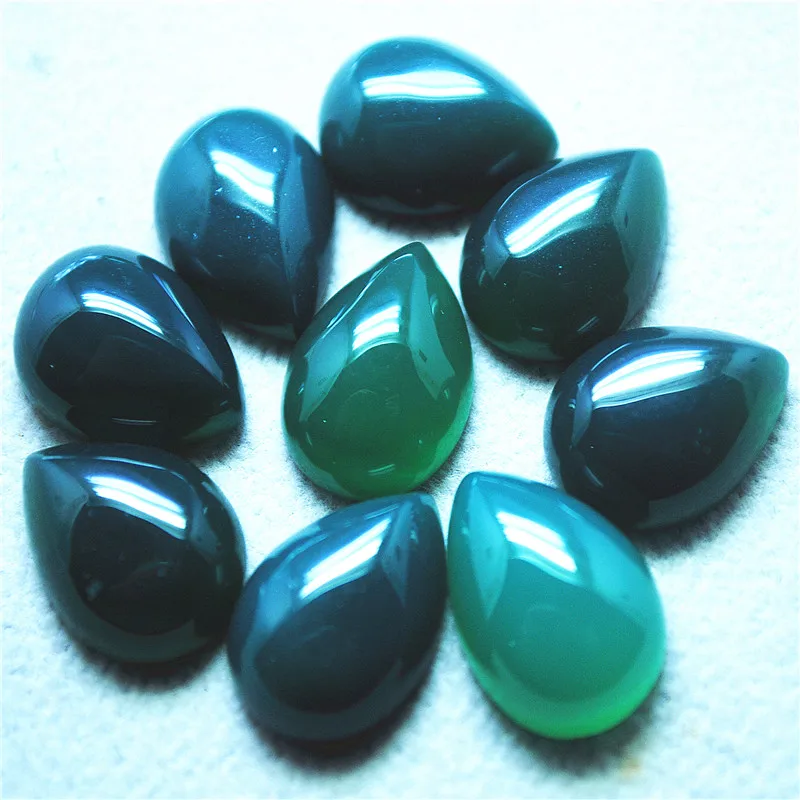 10PCS Dark Green Agate Cabochons 10X14MM 13x18MM Teardrop Water Shape Hot Selling No Hole Wholesale Free Shippings Faster