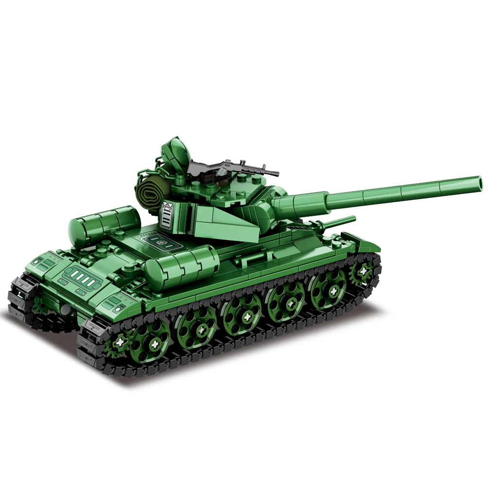World War Army Military Soldiers Soviet Union T-34 Medium Tank Model Assemble Building Blocks Bricks Toys Gift