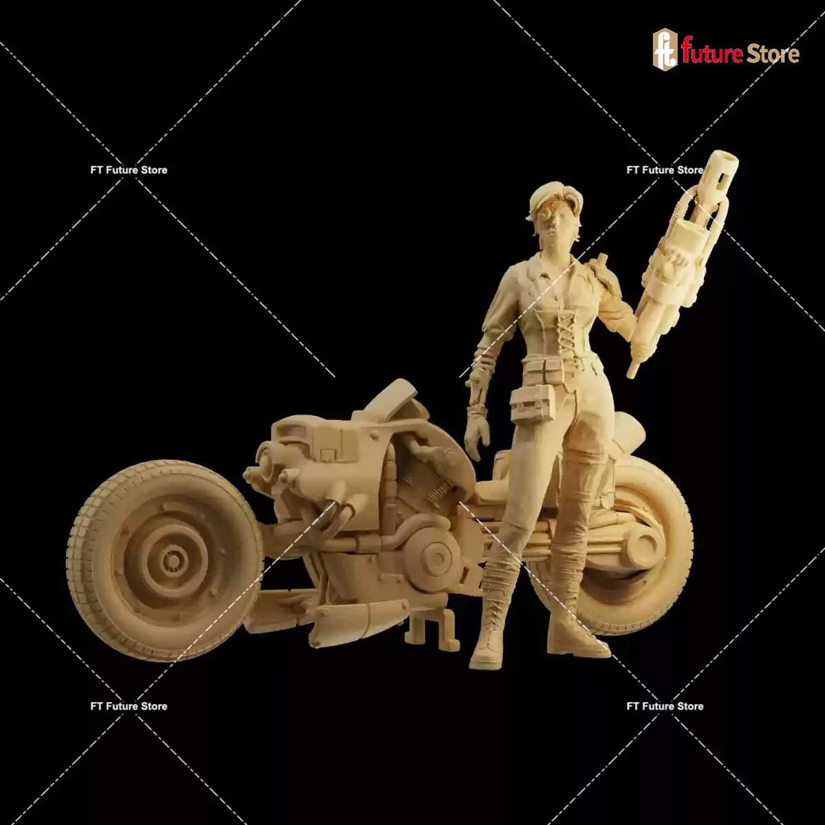 女の子のためのオートバイのフィギュア,3Dプリントミニチュア,クリエイティブなミニ人形,シーンプロップ,置物モデル,ジオラマ,1/64, 1/43, 1/35