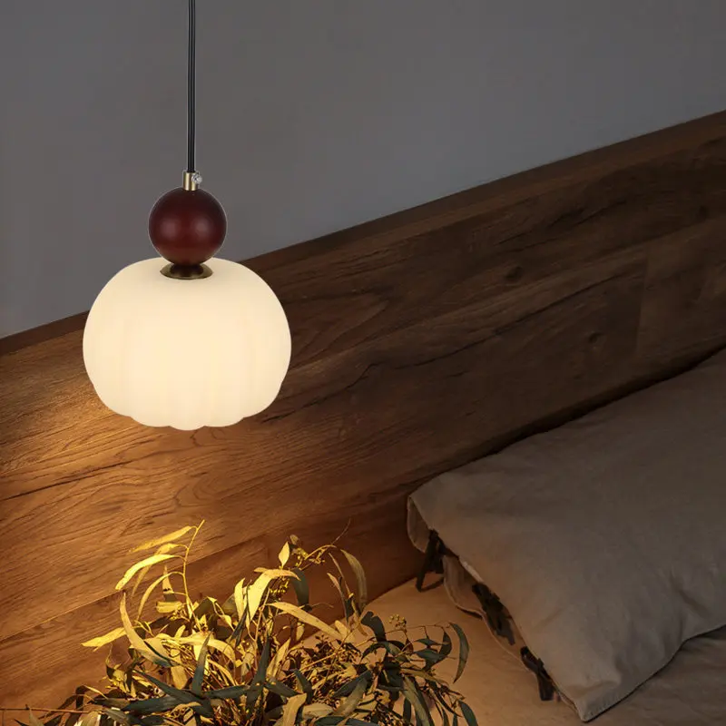 Japanese retro brass bedroom bedside chandelier light luxury bar counter entrance corridor window B & B walnut small chandelier