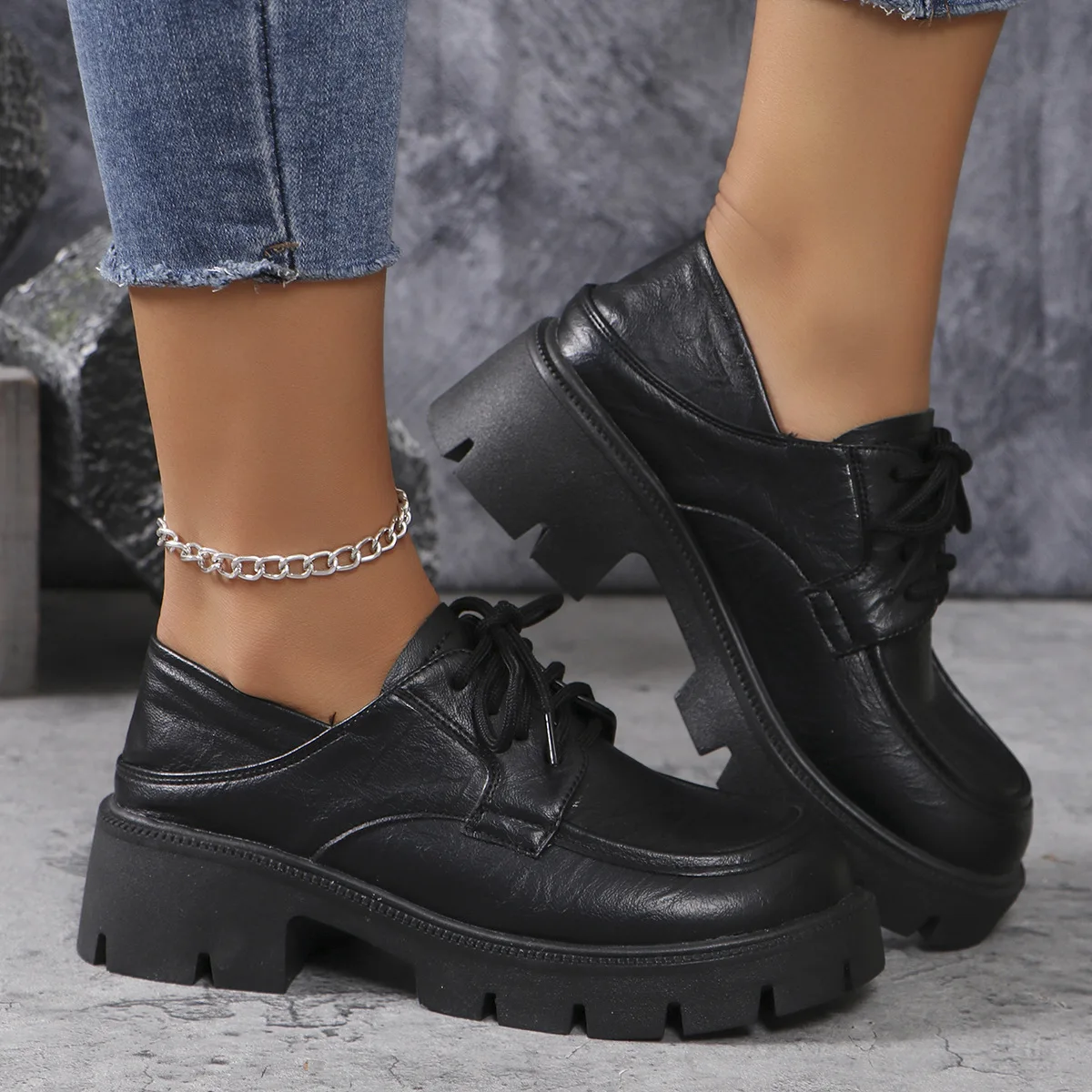 Thick Soles and Two Wear Can Be Worn As Semi-drag Loafers Women Casual Wear Round Head English Style Sponge Single Shoes