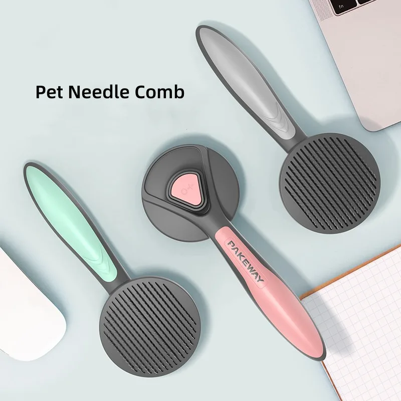 Pet Supplies T9 Stainless Steel Pet Massage Brush Remove Hair For Dogsd Cats Self-cleaning Needle Comb Dematting Tool