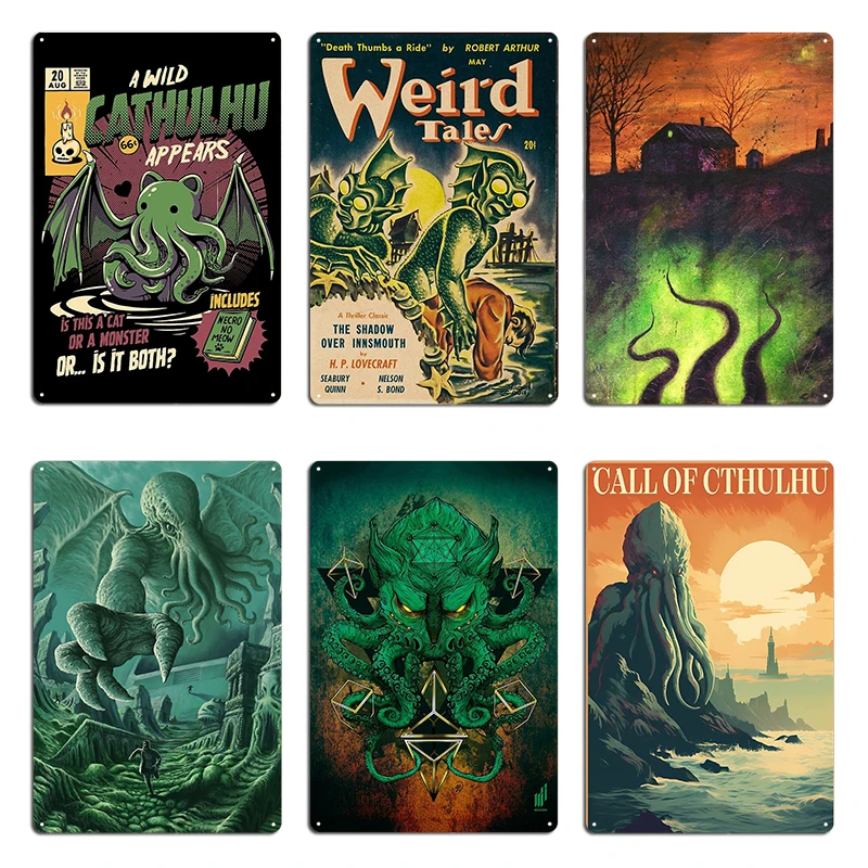 Lovecraft Cthulhu Poster Metallplakette Pub Create Bar Cave Wandplakette Lovecraft Blechschild Poster