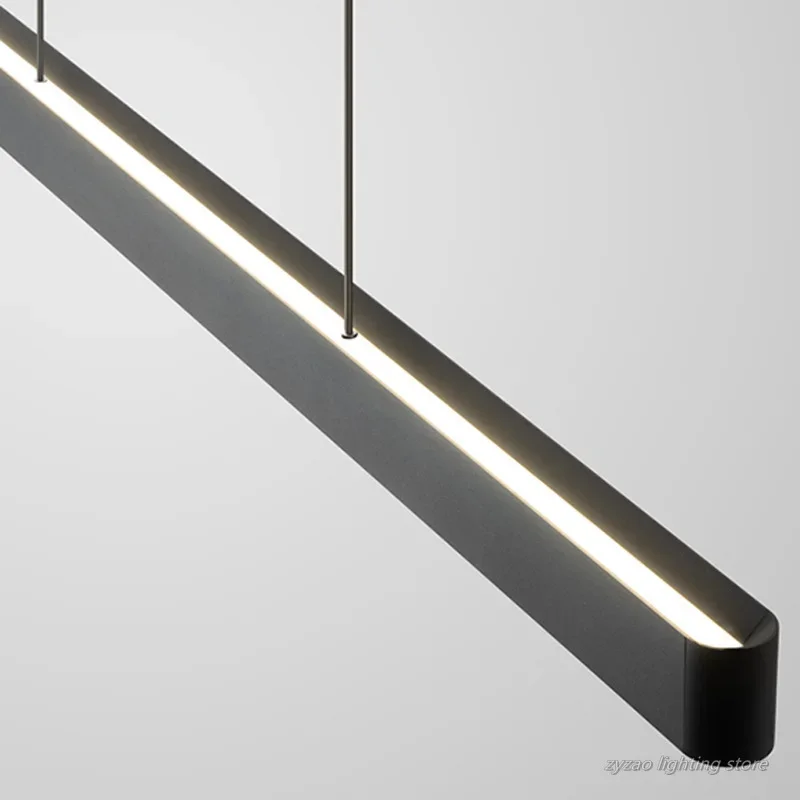 Modern Minimalist Office Designer Table Bar Simple Long Strip Pendant Lights Above And Below Up And Down Glow Dining Light