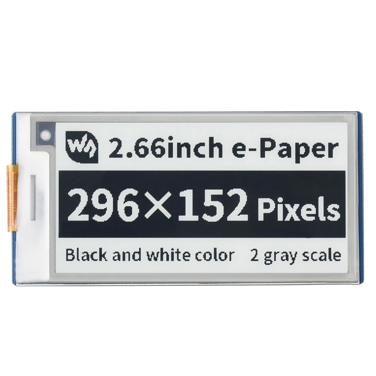 Waveshare 2,66 inch E-Paper E-Ink-displaymodule voor Raspberry Pi Pico 296*152 Zwart / Wit SPI