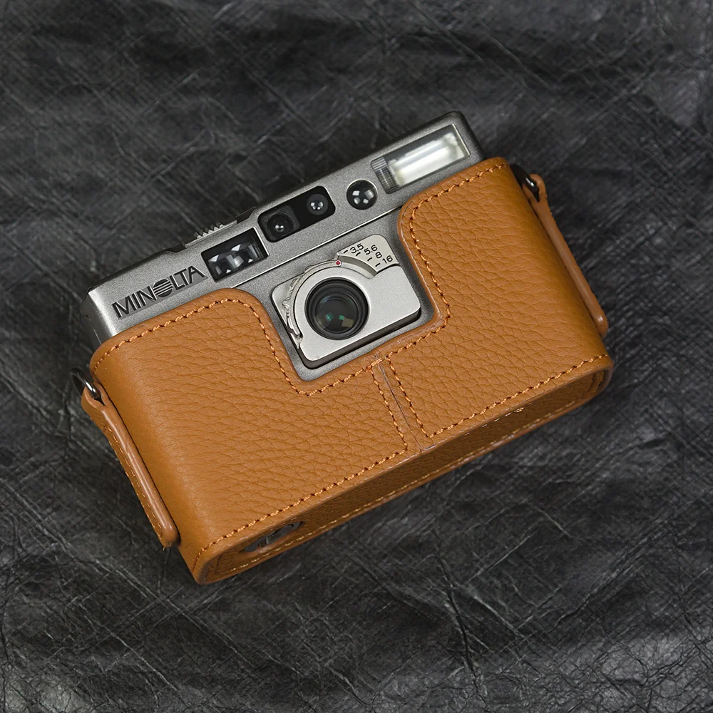 Handmade Genuine Leather Half Case Film Camera Protective Case Leather Camera Half Case For Minolta TC1 Case