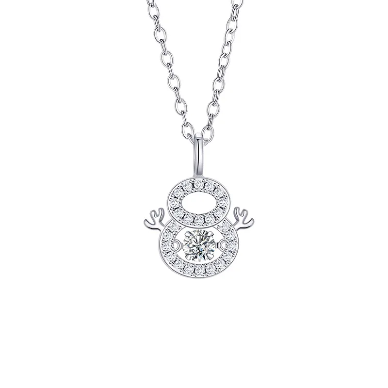 925 Sterling Silver Jewelry Christmas Snowman Pendant Necklace for Women Clavicle Chain Birthday Wedding Party Jewelry Gift