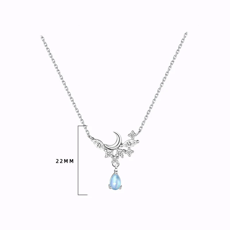 Simple Fashion 925 Sterling Silver Water Drop Necklace For Women Moon Necklace Tassel Chain Choker Wholesale Price