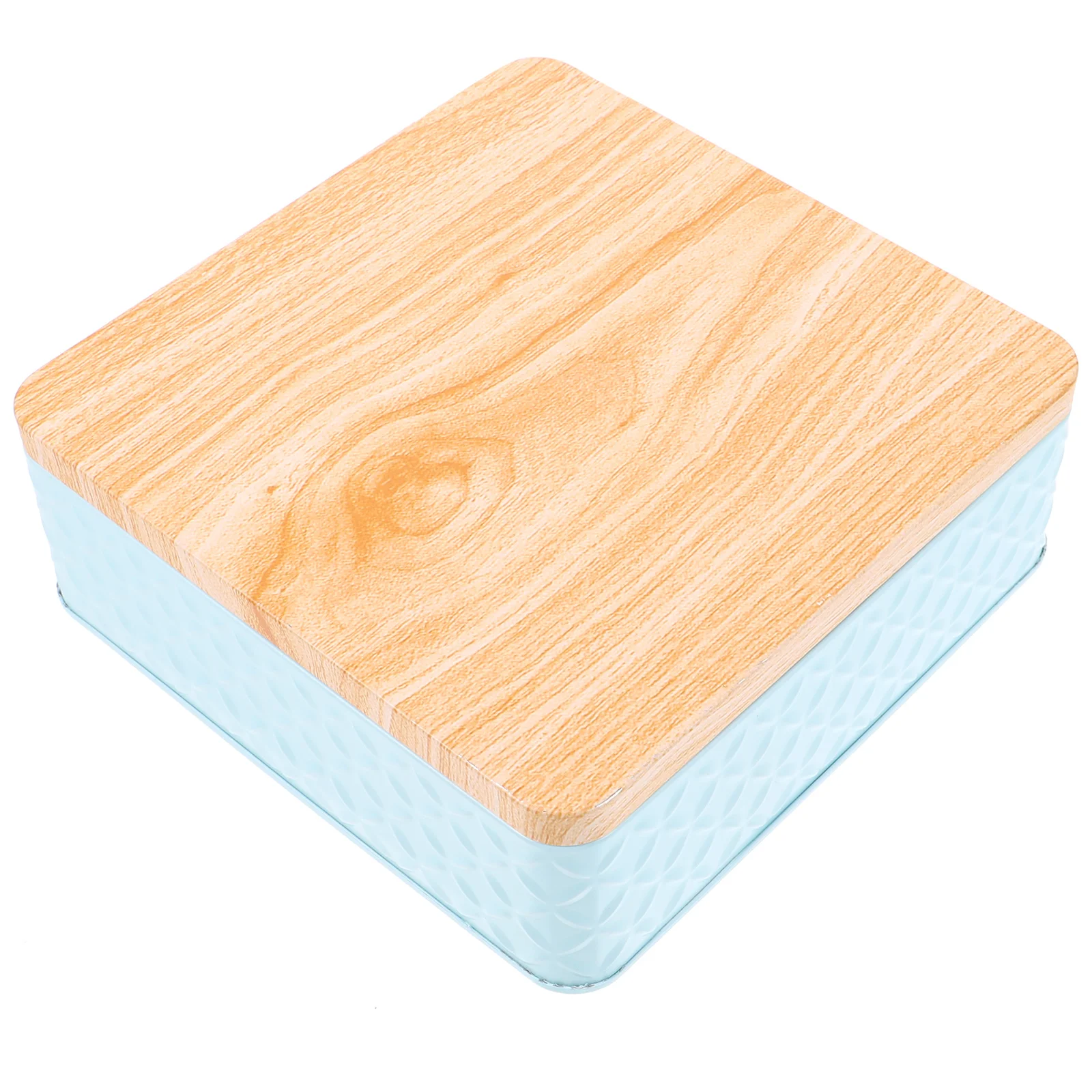 

Packing Box Baking Child Xmas Cookie Jars Square Wood Tin Small Tinplate Container with Lid