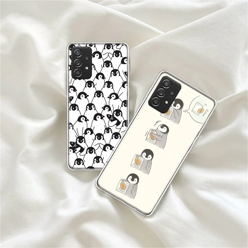 Cute Lovely Penguin Soft TPU Phone Case For Galaxy Note 20 Ultra 10 Lite 9 8 A05S A15 A25 A35 A55 M11 M12 M21 M30S M31 M32 M5