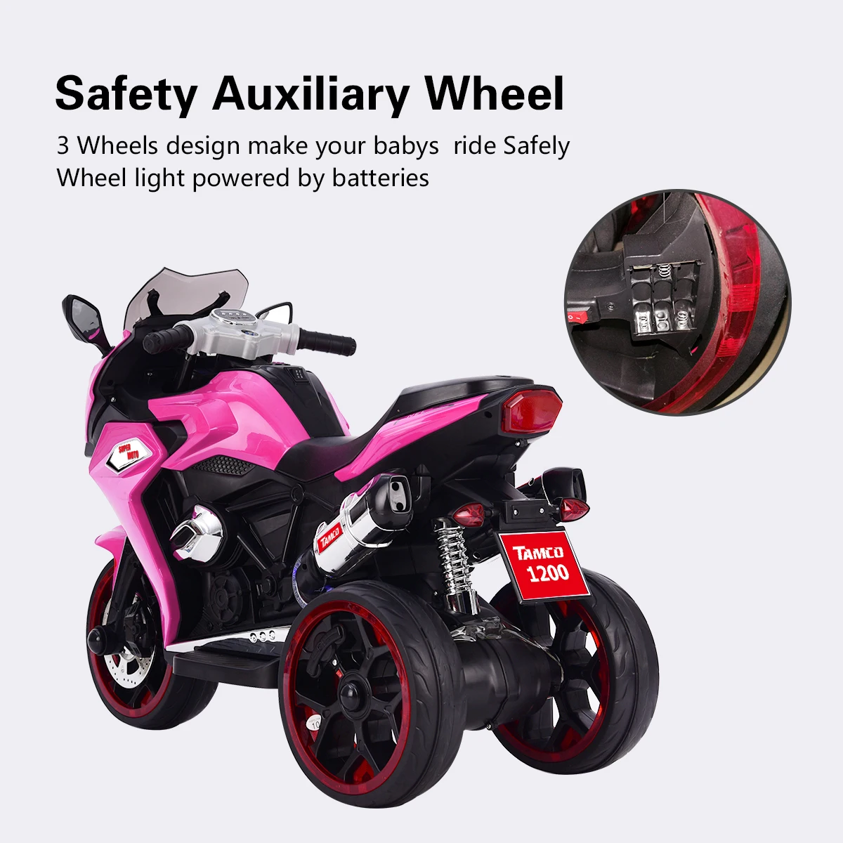 TAMCO 12V moto elettrica per bambini/giro in moto, moto per ragazze, moto a batteria per bambini ricaricabile 3 ruote ride