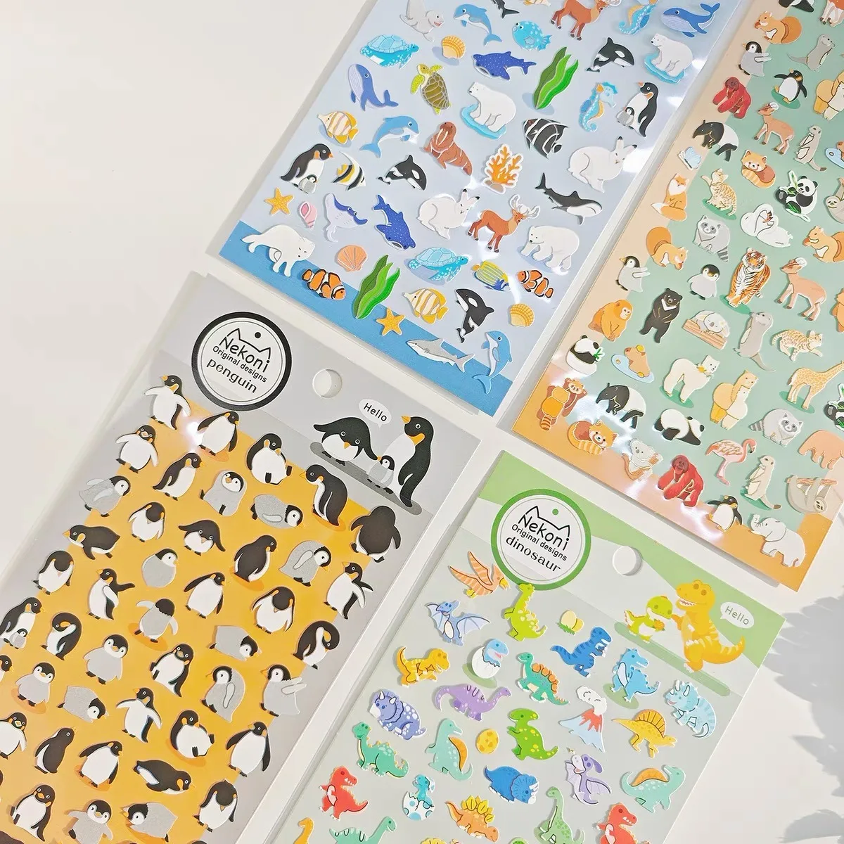 مجموعة ملصقات حيوانات المحيط والبرية اللطيفة على شكل حيوان البطريق على شكل ديناصور لحيوان الحيوان لمستلزمات القصاصات اليدوية مواد يومية ذاتية الصنع 51326