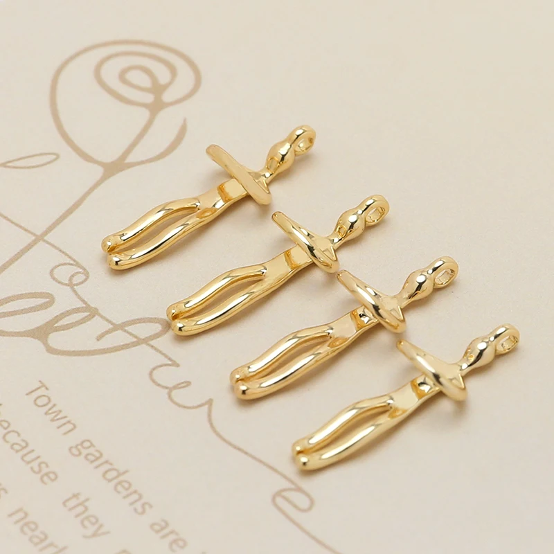 

6pcs Copper-plated 18k Color-preserving Human-shaped Pendant Diy Handmade Jewelry Bracelet Necklace Earrings Material Charms