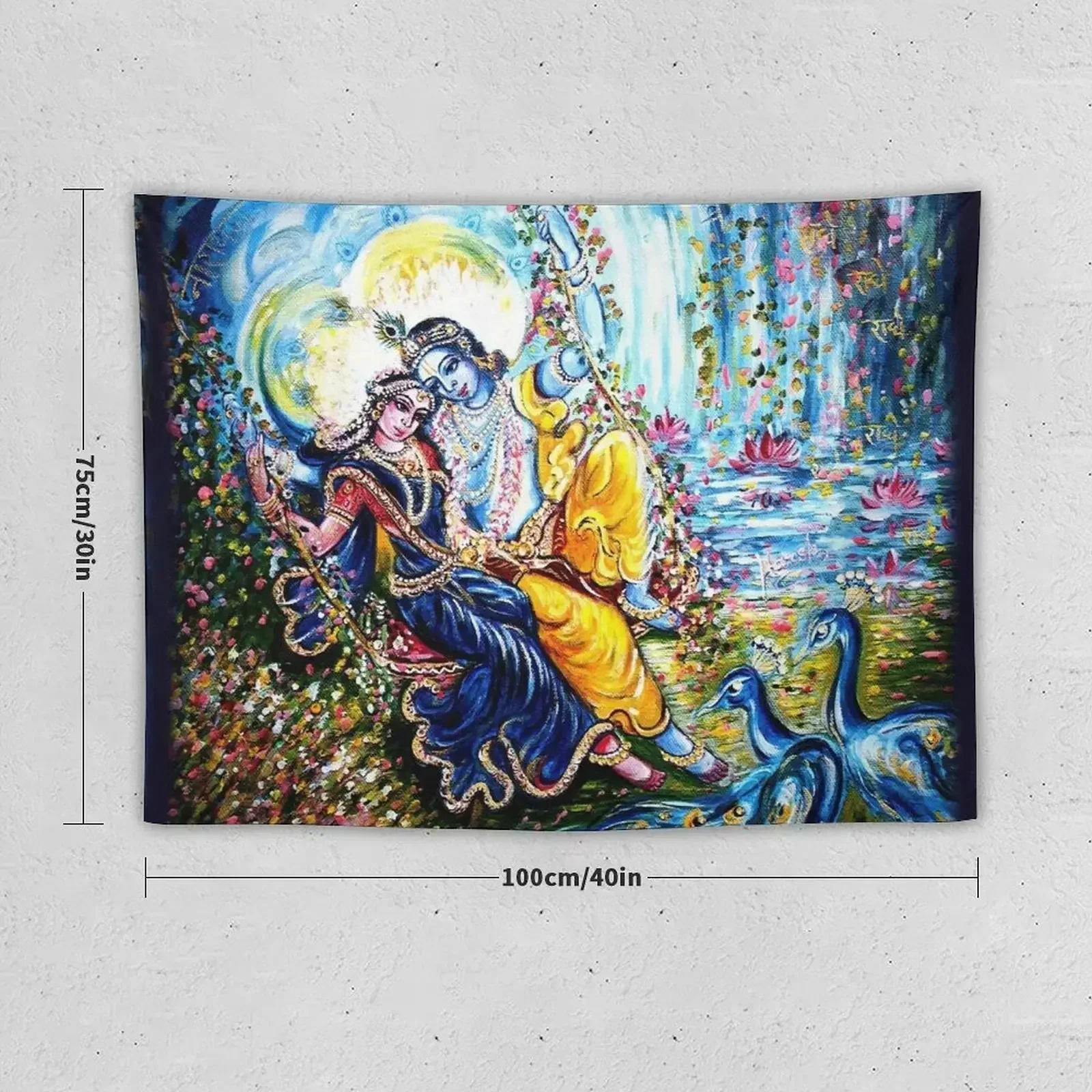 Radha Krishna Jhoola Leela Tapestry Wall Hanging Wall Room Ornaments Tapestry