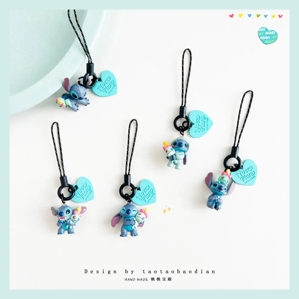 Disney Hugging Dolls Stitch Phone Strap Camera Chain Keychain Umbrella Decoration Backpack Hanging Ornament Friend Birthday Gift