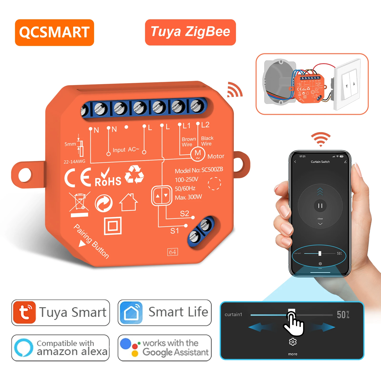 

ZigBee рольставни жалюзи переключатель штор Tuya Smart Life процентный программист таймер голосовое управление Google Assistant Alexa