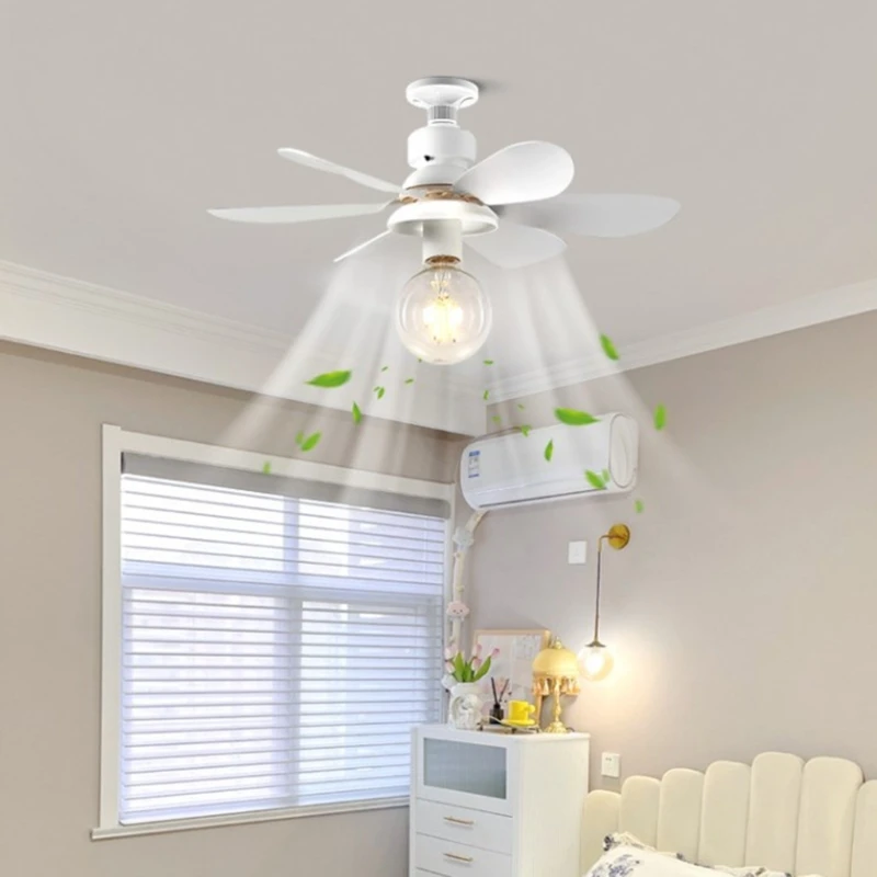 E27 Thread Ceiling Fan Light 12W 86-265V Adjustment Speed Remote Control Chandelier Fan Lamp Electric Fan No Light Bulb