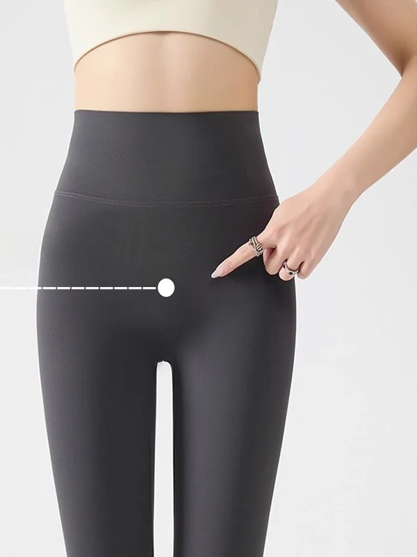 Spodnie do jogi z wysokim stanem, ocieplane, modelujące pośladki, ciepłe spodnie bazowe, wzór ark Bite, jesień-zima