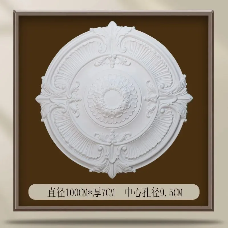 Line ceiling plaster line disc decoration European living room chandelier base round plaster shape