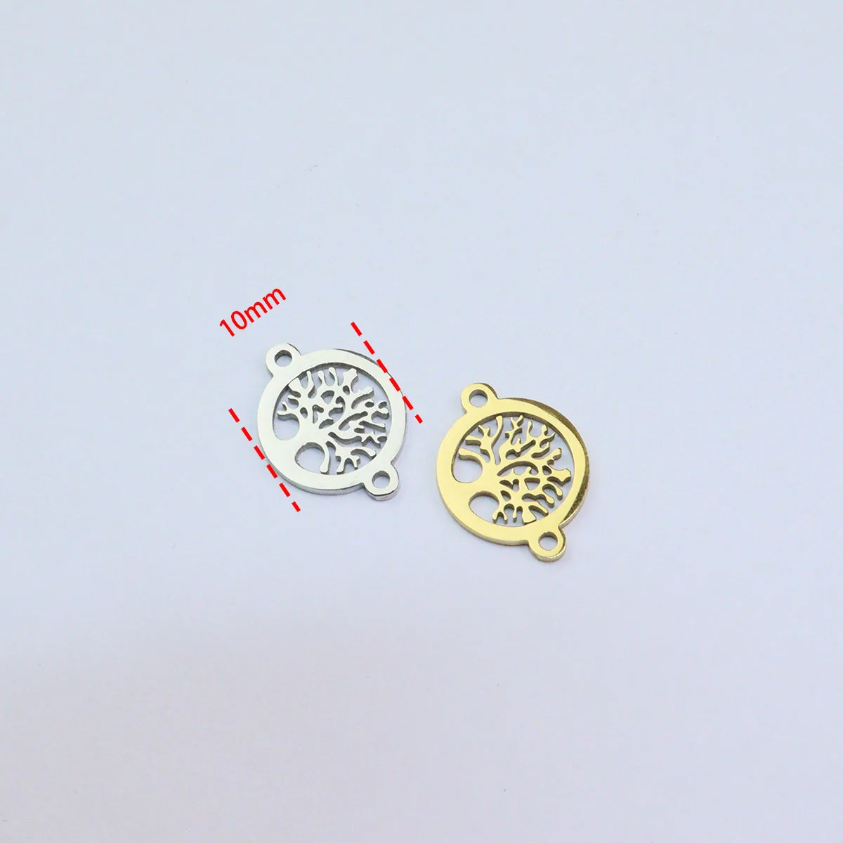 10pcs 10mm Stainless Steel Lovely Polished  Connector Bracelet Charms Pendant DIY Handcraft Waterproof Antiallergic Vacuum Plate