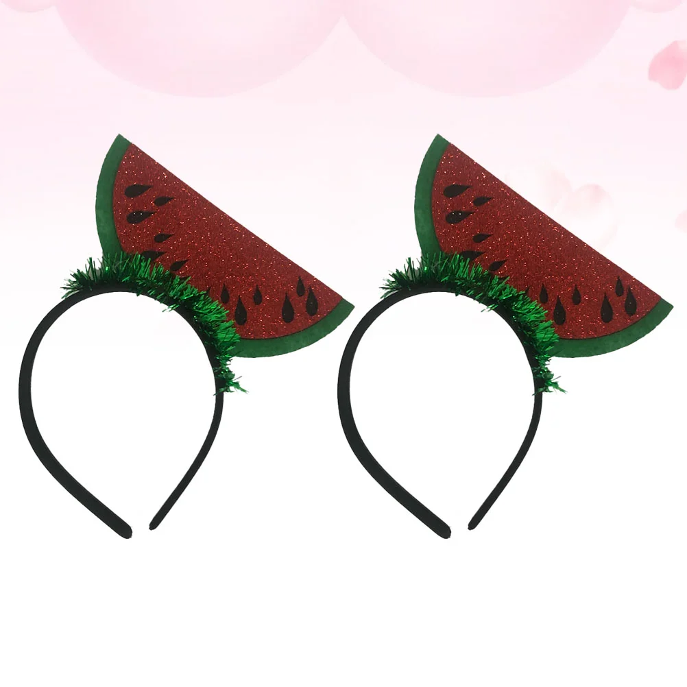 

2 Pcs Hair Accessories Headdress Watermelon Party Supplies Design Headbands Hoops