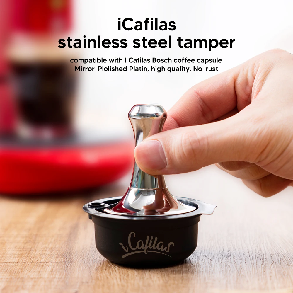 icafilas Reusable Coffee Capsule Tamper for Bosch Tassimo Stainless Steel Powder Press Tool Hamer Refill Coffee Filters Pod