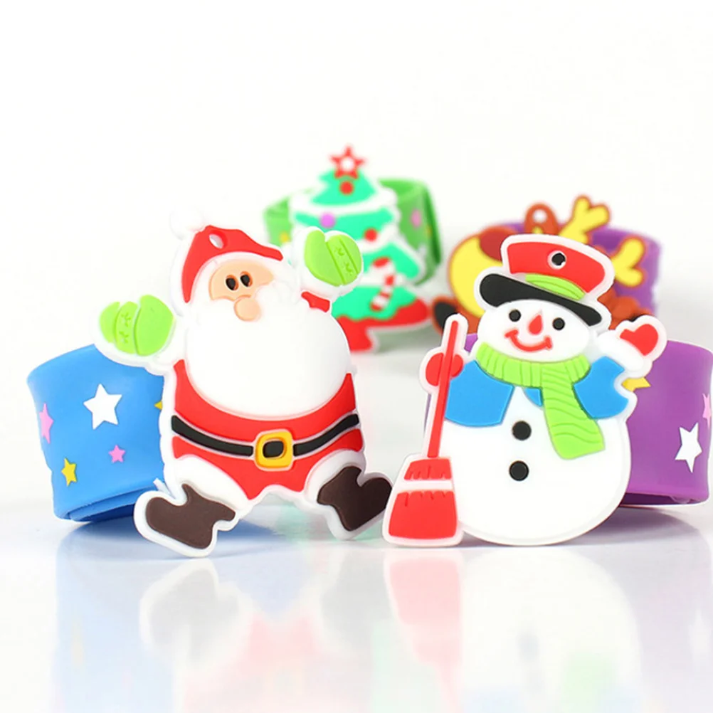 

6 Pcs Christmas Bracelet Wrist Bands Decorative Slap Bracelets Wristbands Party Holiday Toys