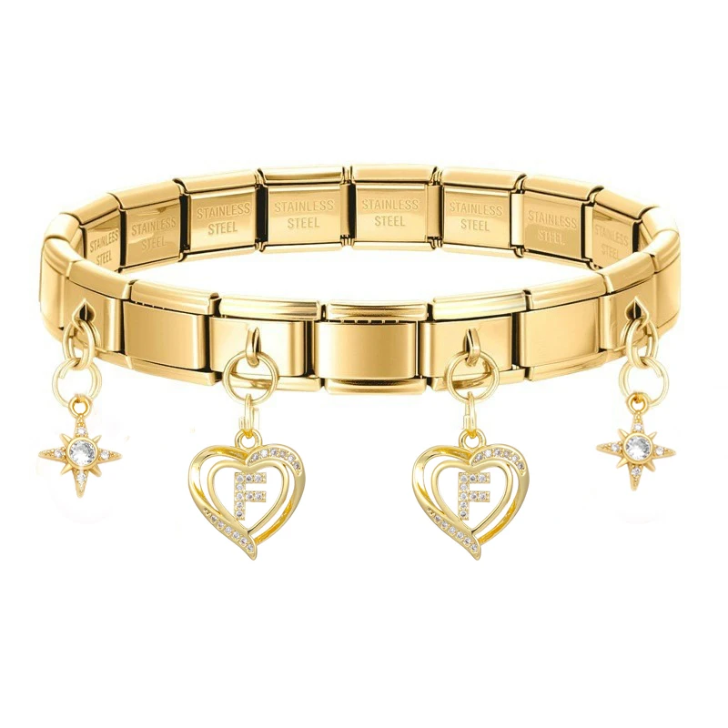 موضة 26 الحروف الأولية A-Z زركونيا استرخى سوار الفولاذ المقاوم للصدأ مطاطا الإسورة للرجال النساء حفلة عيد ميلاد اسم مجوهرات #4