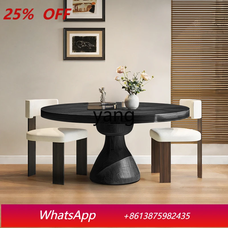 

LMM Italian minimalist solid wood dining table wabi sandy wind log household round eating table