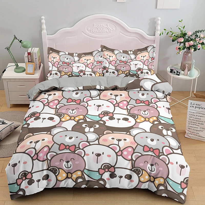 

Fashion Bedding Set Cartoon Cute Bedspread Set Duvet Cover Pillowcase Kids Girl Single Twin Double Full Queen Size Comforter