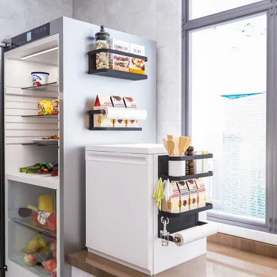 

Kitchen Magnetic Storage Rack Multi Layer Refrigerator Side Organizer Rack Practical Jar Seasoning Accessories Storage Racks