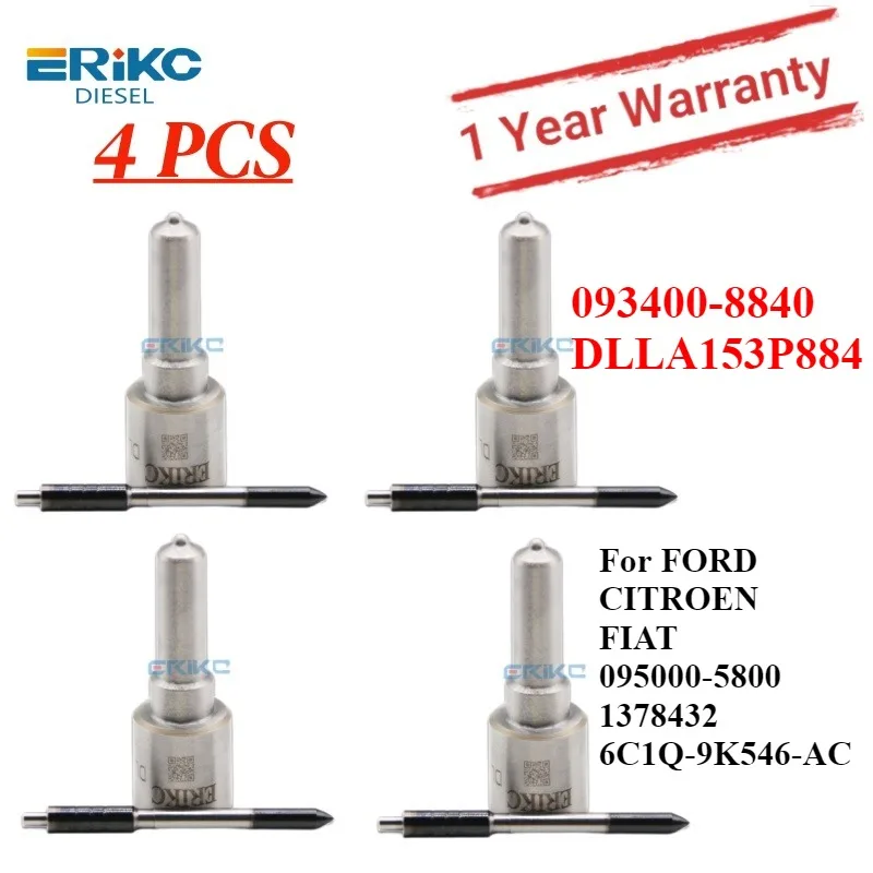 

4PCS Diesel Engine Nozzle DLLA153P884 Diesel Injector 093400-8840 for FORD CITROEN FIAT 095000-5800 1378432 6C1Q-9K546-AC