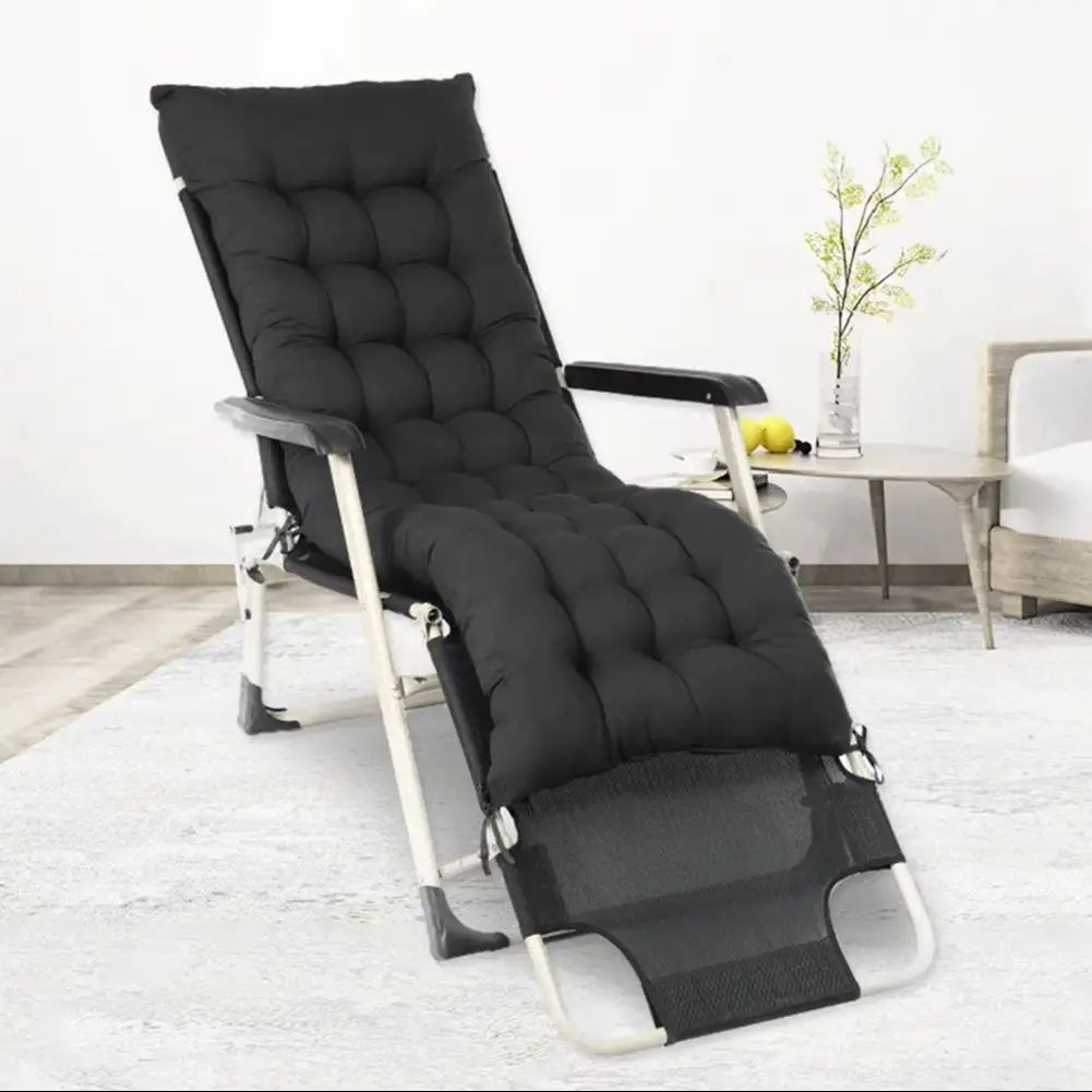 Sun Lounger Cushion Pad Garden In/Outdoor Recliner Chair Seat Pads,Black